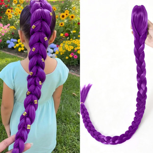 Perruque tressée violette Rumi, 70cm, 170g, perruque de cosplay en fil résistant à haute température pour Miss Sweet, Style jeune et tendance - Product Image 2