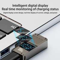Connecteur d'alimentation à angle coudé USB-C femelle vers DC mâle haute efficacité PD 100W, convertisseur de charge rapide 5A avec affichage numérique de la puissance