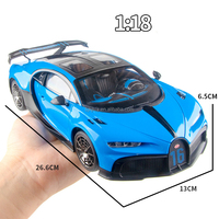 1:18 Bugatti modèle de voiture de sport en alliage de métal jouets moulés sous pression pour adultes garçons effets sonores et lumineux Collection de direction de roue avant