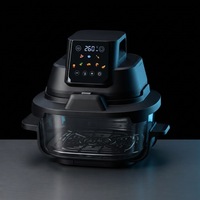 Friteuse à air transparente 4,5 L grande capacité en verre, four à air avec écran tactile, appareil de cuisine multifonction sain