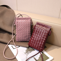 Mini sac tressé téléphone porte-monnaie mode simple petit sac à main sac à bandoulière femme décontracté polyvalent diagonale sac à bandoulière