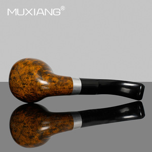 Muxiang Handmade Briar Wood Apple Pipe Bent Type Tobacco Pipe For Men - Product Image 4