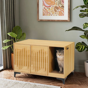 Kunden spezifische Katzen toilette im Möbels til mit Kissen Holzhaus Indoor Pet Cabinet mit Katzen form Loch Tisch oberfläche - Product Image 1