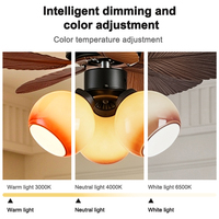 Ventilateur de plafond décoratif moderne pour chambre à coucher, à montage en surface, avec moteur DC 6 vitesses, en forme de feuille de palmier, avec lumière LED et télécommande, produit OEM ODM