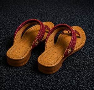 Sandalias planas de cuero hechas a mano con correa trenzada, pantuflas sin cordones con suela grabada, para uso casual de mujer. - Product Image 3