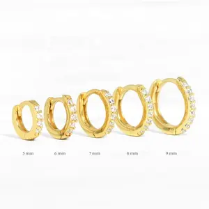 Silver Sterling 925 Designer Hoop For Women Girls Jewelry Stud Zircon 18K Gold Plated Huggie Hooks Circle Small Silver Earrings