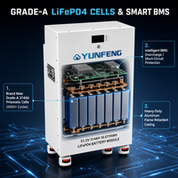 Batterie solaire OEM/ODM 51.2V 280Ah 300Ah 314Ah pour stockage d'énergie domestique 16kWh LiFePO4 avec BMS JK pour usage domestique