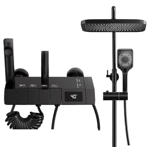 Système de <span class=keywords><strong>douche</strong></span> pluie moderne de luxe en laiton pour salle de bain, avec cartouche en céramique souple, pommeau de <span class=keywords><strong>douche</strong></span> 12 pouces, mitigeur 4 voies chaud/froid à touches piano - Product Image 1