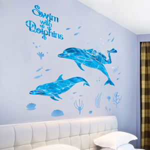 Personnalisé Mignon Dessin Animé <span class=keywords><strong>Dauphin</strong></span> <span class=keywords><strong>Stickers</strong></span> Muraux <span class=keywords><strong>pour</strong></span> Chambre des Enfants Chambre Décoration De <span class=keywords><strong>Salle</strong></span> De <span class=keywords><strong>Bain</strong></span> PVC Vinyle Décor Étanche Autocollants - Product Image 4