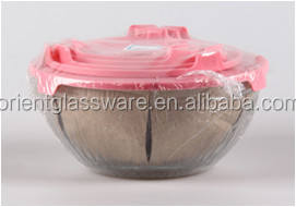 Promotion150ml-1000ml sans plomb 5 pièces bol en verre ensemble avec couvercle en plastique <span class=keywords><strong>d</strong></span>'impression personnalisée - Product Image 6