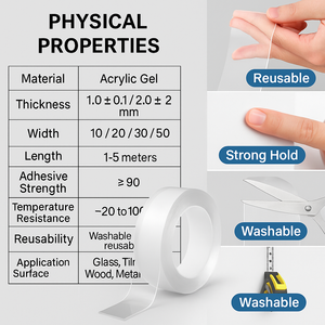 양면 스티커 테이프 DIY 매직 테이프 가격 DIY 공예 및 가정 장식을위한 강력한 접착제 - Product Image 2