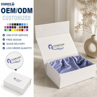 Boîte cadeau magnétique personnalisée à rabat, boîte en papier blanc mat avec logo bleu pour l'emballage de perruques et d'extensions de cheveux de luxe