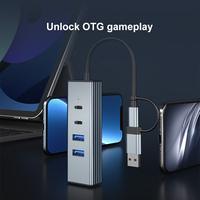 Justlink produk baru 4 Port USB3.2 aluminium USB C Hub dengan 2 Tipe C Port Docking untuk Aksesori komputer Laptop PC