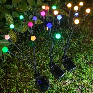 Wind Dance Solar Lights Swaying Garden Waterproof Fireworm Decoration Lamp Solar Garden Light