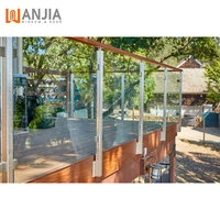 WANJIA Rampe d'extérieur en verre trempé aux designs modernes Rampe d'escalier en aluminium Rampe de verre sans cadre en acier inoxydable