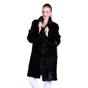 Cappotto Lungo Invernale da <span class=keywords><strong>Donna</strong></span> in Vera Pelliccia di Visone <span class=keywords><strong>Nero</strong></span> Personalizzato - Product Image 1
