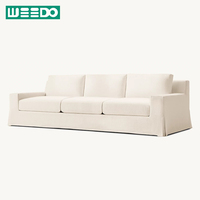 Juego de Sofás Chesterfield Modernos de Lujo Ligero para Villa, Estructura de Madera Maciza, Sofá Cama Modular, Tapicería de Lino con Esponja Acolchada, Cómodo