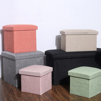 Boîte de rangement pliable en coton colorée, conteneurs, organisateur de vêtements en tissu, tabouret de rangement, pouf, canapé de salon, chaise de chambre à coucher