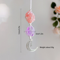 Pendentif de voiture en cristal d'améthyste naturelle brute fait main, ornement pour rétroviseur, pierre de guérison