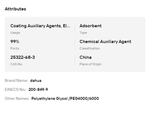 Polyéthylène glycol (PEG) de poids moléculaire élevé de qualité industrielle PEG 4000 PEG 6000, lubrifiant auxiliaire pour la fabrication du papier - Product Image 6