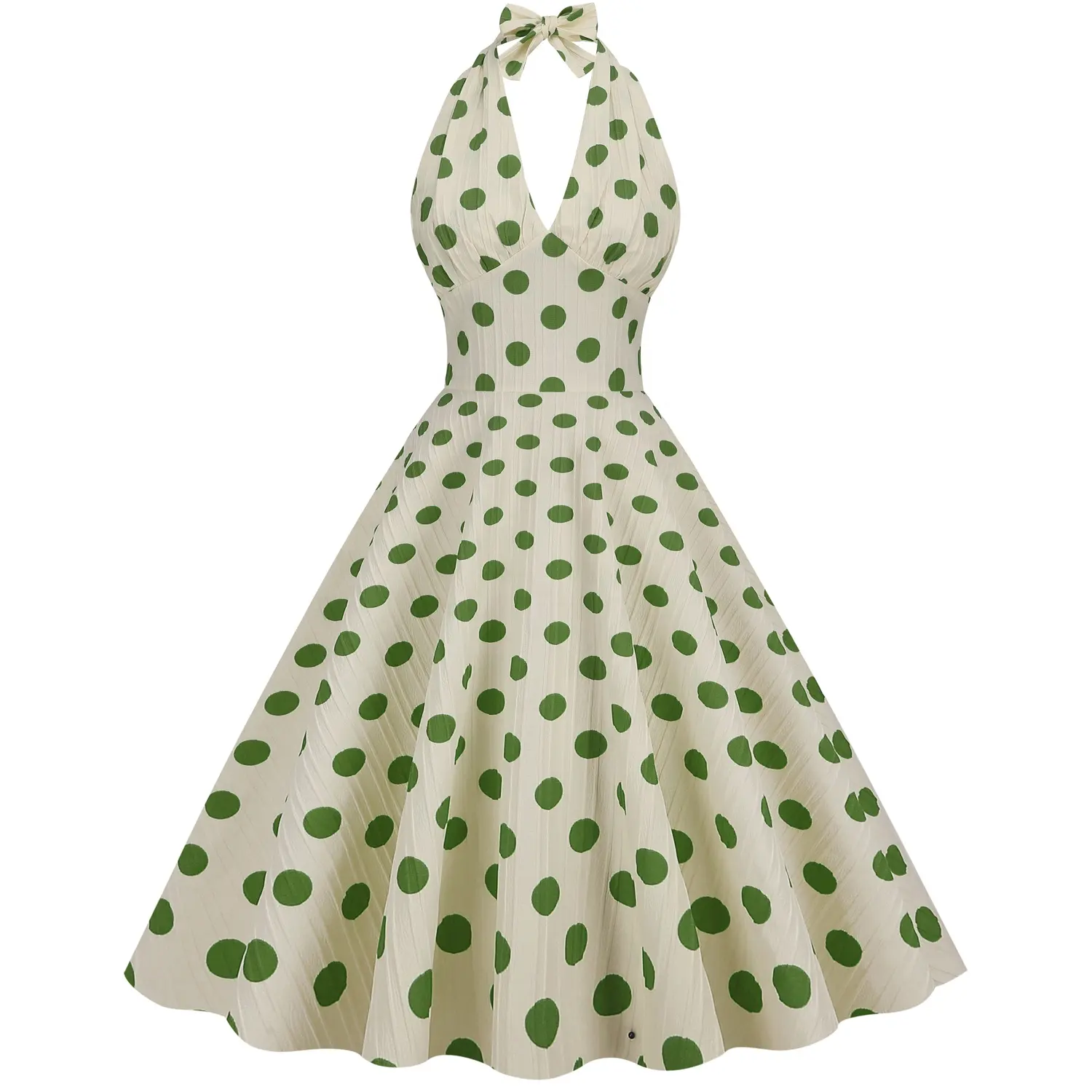 LD-1221076 Bán Buôn V Cổ Polka Dots Halter Mở Lại 1950S Cổ Điển Nữ Dresses Phụ Nữ Ăn Mặc Giản Dị