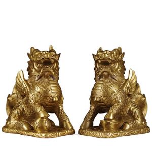 Une paire d'ornements Kylin en métal, artisanat pour la maison, l'entrée, la cérémonie <span class=keywords><strong>de</strong></span> bienvenue des enfants, le bureau et le Nouvel An - Product Image 2
