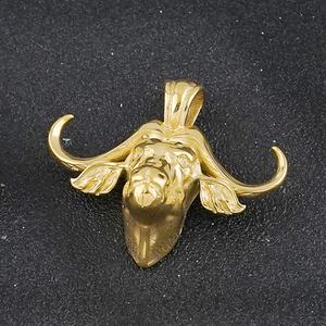 Colgante de cabeza de toro hueca de acero inoxidable pulido de alto brillo para hombre, estilo punk, personalizado, collar con cabeza de toro - Product Image 6