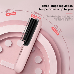 High Quality Customized Logo Portable Hair <b>Straightener</b> Cordless Hair <b>Brush</b> Adjustable Temperature Wireless Hair <b>Straightener</b> - Product Image 4