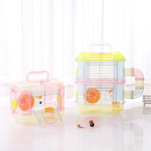 Jaula de Hámster de Plástico Extra Grande de Lujo con Diseño de Oso de Seda Dorada, Bandeja de Plástico Transparente y Duradera, Embalaje en Caja - Product Image 1