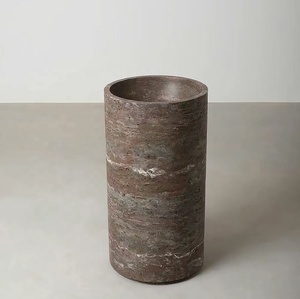 Kem Trắng unfilled travertine cột gắn hình bầu dục freestanding rửa lưu vực với tùy biến - Product Image 5