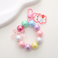 Nouveaux porte-clés personnalisés en acrylique perlé en forme d'ours avec anneau, pendentifs de sac en gros, sangles pour étuis d'écouteurs, cadeaux promotionnels d'usine OEM