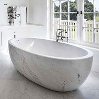 Baignoire autoportante de luxe sur mesure, sculptée à la main en marbre noir naturel massif, pour la décoration des salles de bain de villas et d'hôtels