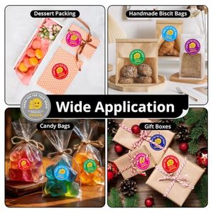 Autocollant personnalisé en vinyle pour sac de biscuits fait main, étiquette de rappel de commentaire 5 étoiles pour livraison de nourriture fraîche, merci pour votre commande - Product Image 2
