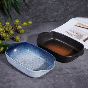Plato para Hornear de Porcelana Ecológica con Dos Asas para <span class=keywords><strong>Queso</strong></span>, Pollo, Carne y Arroz - Estilo Vintage para Uso en Horno Doméstico - Product Image 1