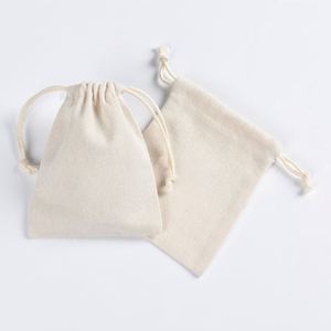 Sac à cordon en coton et chanvre, sac de rangement pour chaussures en tissu avec logo personnalisé, pochette à cordon en coton - Product Image 5