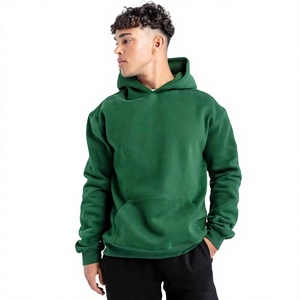 Sweat à capuche personnalisé pour homme, vert forêt, en molleton de coton premium, coupe oversize avec poche kangourou, style streetwear décontracté - Product Image 3