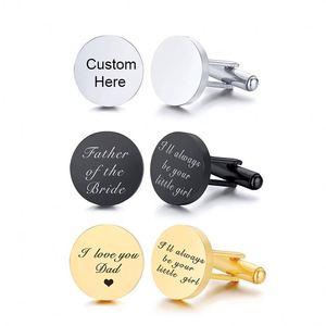 Boutons de manchette personnalisés en gros avec logo, boutons de manchette ronds en acier inoxydable avec finition miroir, fabrication de bijoux DIY, boutons de manchette de luxe pour hommes - Product Image 2