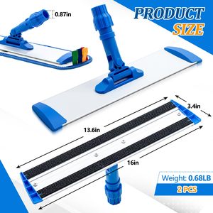 Tête de balai plat en aluminium durable pour le nettoyage des sols, recharge de 40/60/90 cm avec rotation à 360° °   Tête de balai plat rotative avec fixation <span class=keywords><strong>velcro</strong></span> - Product Image 2