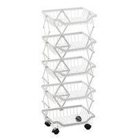 Chariot de rangement empilable à 4 niveaux en fil métallique pour le garde-manger des fruits et légumes avec roues