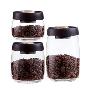 家用厨房透明密封罐咖啡豆罐真空咖啡豆保鲜玻璃储物罐