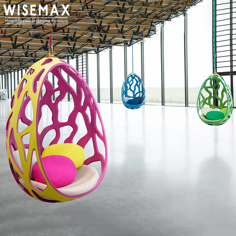 WISEMAX FURNITURE Silla de cuna de fibra de vidrio de lujo ligera para jardín de infantes Diseño único en forma de huevo Columpio de ocio para el hogar