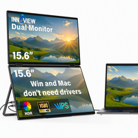 Moniteur portable double 15,6 pouces FHD 60 Hz, angle de vision de 178 degrés, HDR, panneau mat, type C pour ordinateur portable, Mac, jeux