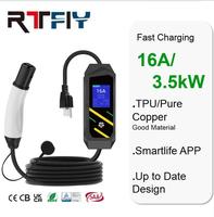 Nouvelle conception de chargeur EV portable 16A 3,5 kW, charge rapide pour véhicules électriques Tesla, câble en cuivre TPU, protection RCD, IP65 en cas de forte pluie