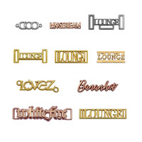 Etiquetas Metálicas Grabadas Personalizadas con Nombre, Letras, Logotipo en Metal Dorado, Conector para Trajes de Baño, Costura y Prendas