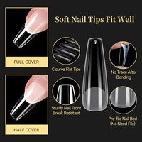 BORN PRETTY PRO 550 pièces/boîte, pointes d'ongles en gel souple transparentes, couverture complète, étiquette privée, différentes tailles, pointes d'ongles en acrylique pour salon