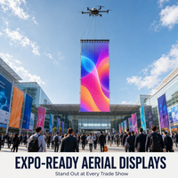Écran LED en maille volante Magic Carpet, ultra léger, haute transparence, affichage aérien par drone pour stade, concert