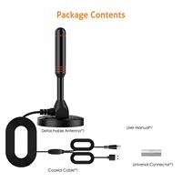 Antena de TV Digital para Interiores con Ventosa Extendida, Directo de Fábrica, Compatible con DVB-T2, Amplificador con Ganancia de 253dB, Rango de Frecuencia 170-860MHz