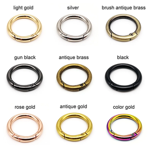 Móc khóa túi xách bằng hợp kim kẽm, màu gun metal, dạng vòng tròn, móc lò xo, móc kim loại hình chữ O, khóa lò xo - Product Image 5