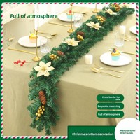 Ornamen Natal Rotan Kerucut Pinus 200cm untuk Jendela Pusat Perbelanjaan, Perlengkapan Liburan Rotan