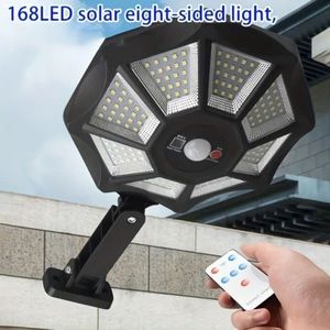 168LED 8 Sided Solar Motion <b>Sensor</b> <b>Light</b> IP65 Waterproof Outdoor Solar Wall <b>Light</b> with Remote Control 3 Working Modes - Product Image 4